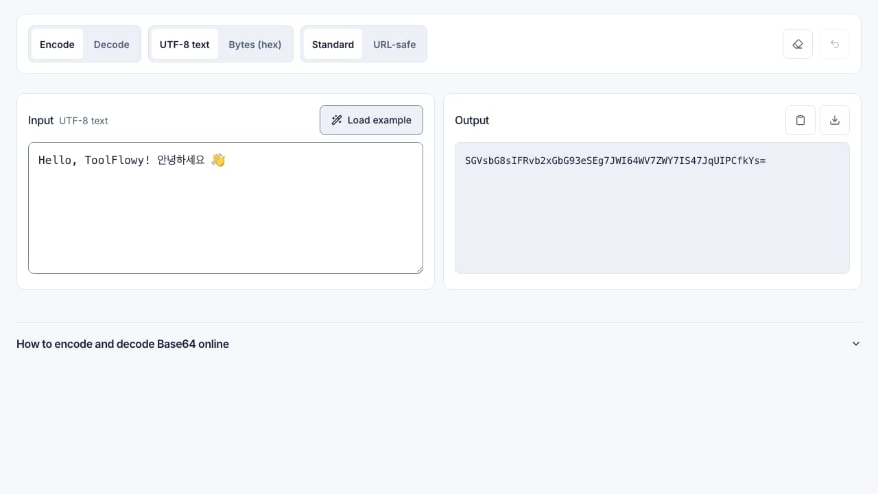 Screenshot of the Base64 Encoder interface