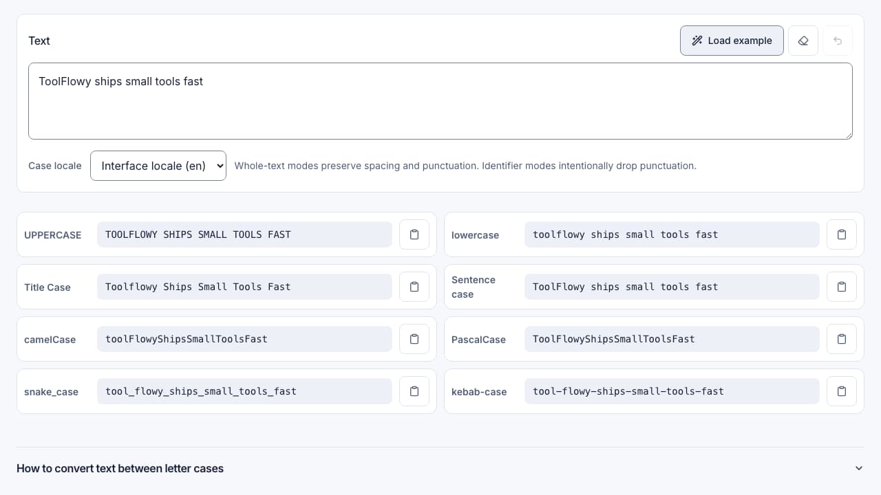 Screenshot of the Case Converter interface