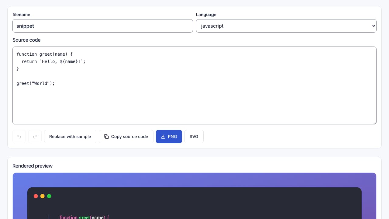 Screenshot of the Snippet Studio interface